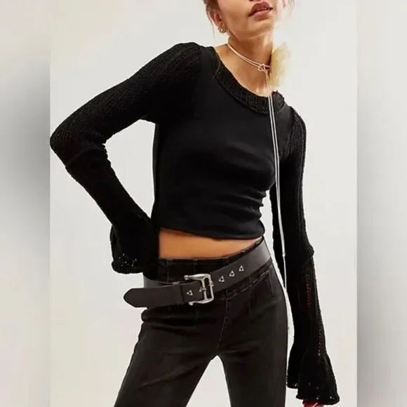Free People Cuffing Season Top In Black - Picture 5 of 6